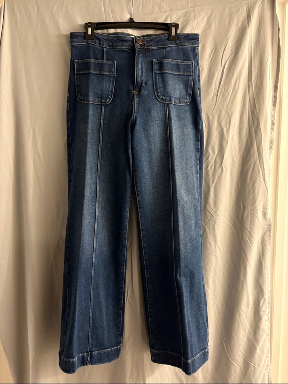 Old Navy Dark Blue Wide Leg Jeans with Front Patch Pockets